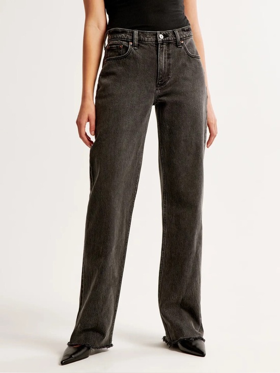 Abercrombie & Fitch Denim - Abercrombie The Baggy Low Rise Jean Black Size 29 8R Raw Hem Cotton